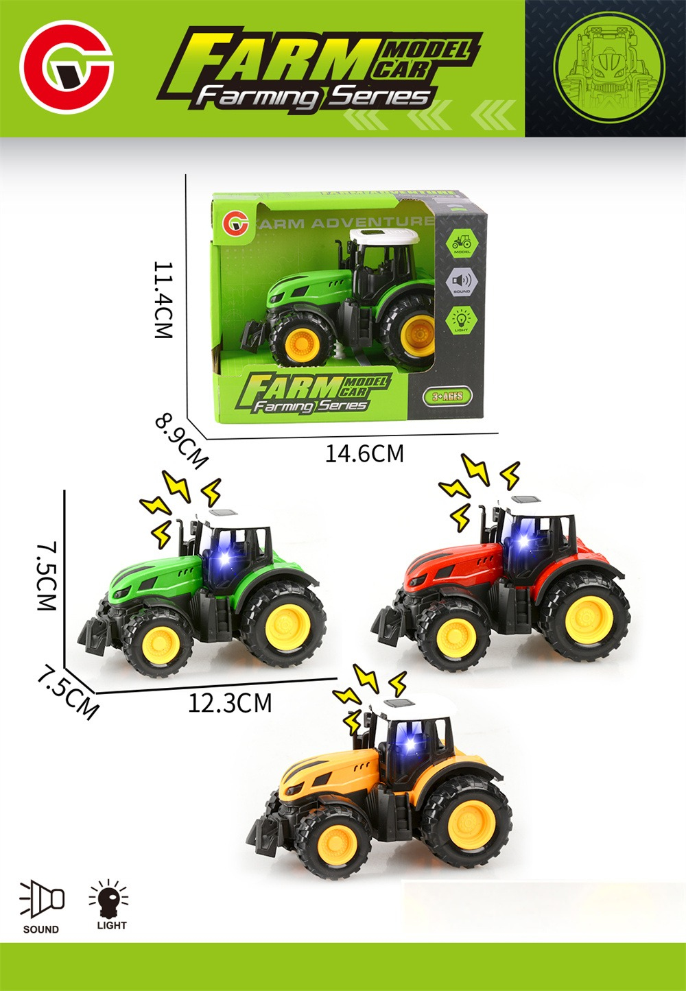 Іграшковий трактор Farm Model Car зі світлом та звуком інерційний 12.3 см в асортименті Іграшковий трактор Farm Model Car зі світлом та звуком інерційний 12.3 см в асортименті
