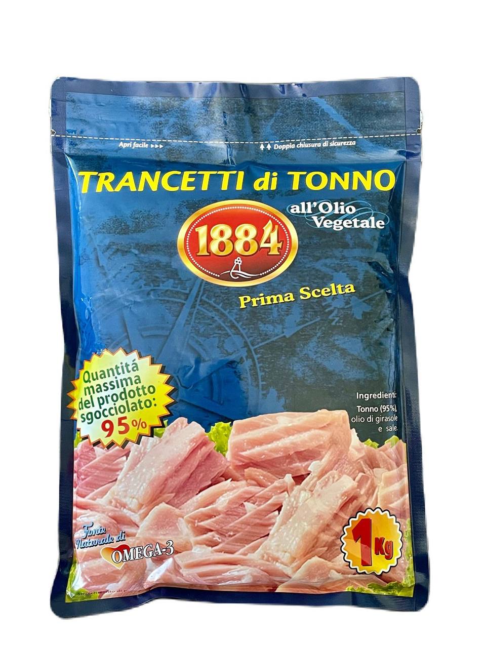 Тунец 1884 Trancetti di Tonno в подсолнечном масле 1 кг Тунец 1884 Trancetti di Tonno в подсолнечном масле 1 кг