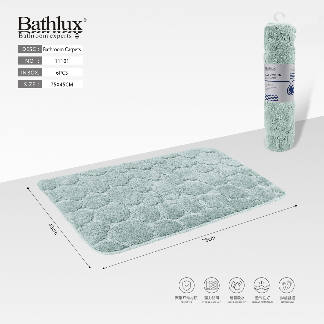 Коврик для ванной Bathlux мятный с рельефным узором 75x45 см противоскользящий 11101 11101 11101 Коврик для ванной Bathlux мятный с рельефным узором 75x45 см противоскользящий 11101 11101 11101