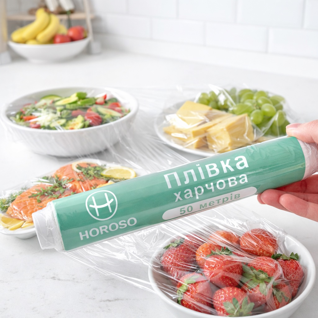 Харчова плівка HOROSO 50 метрів для зберігання продуктів прозора 2100000352052 2100000352052 2100000352052 Харчова плівка HOROSO 50 метрів для зберігання продуктів прозора 2100000352052 2100000352052 2100000352052