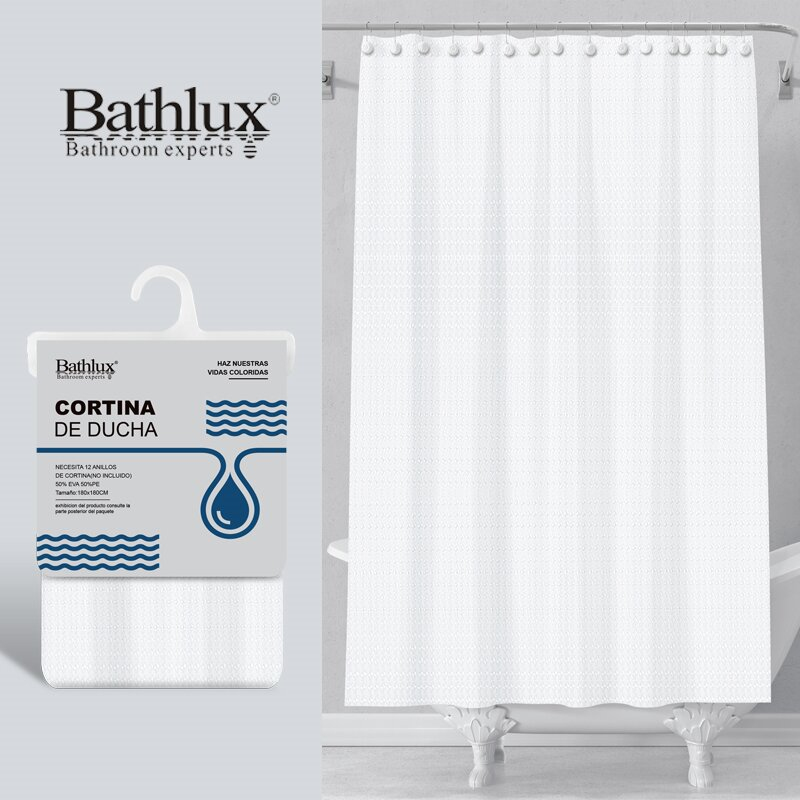 Шторка для душу Bathlux біла 180x180 см з кільцями водовідштовхувальна EVA+PE 60819 60819 60819 Шторка для душу Bathlux біла 180x180 см з кільцями водовідштовхувальна EVA+PE 60819 60819 60819