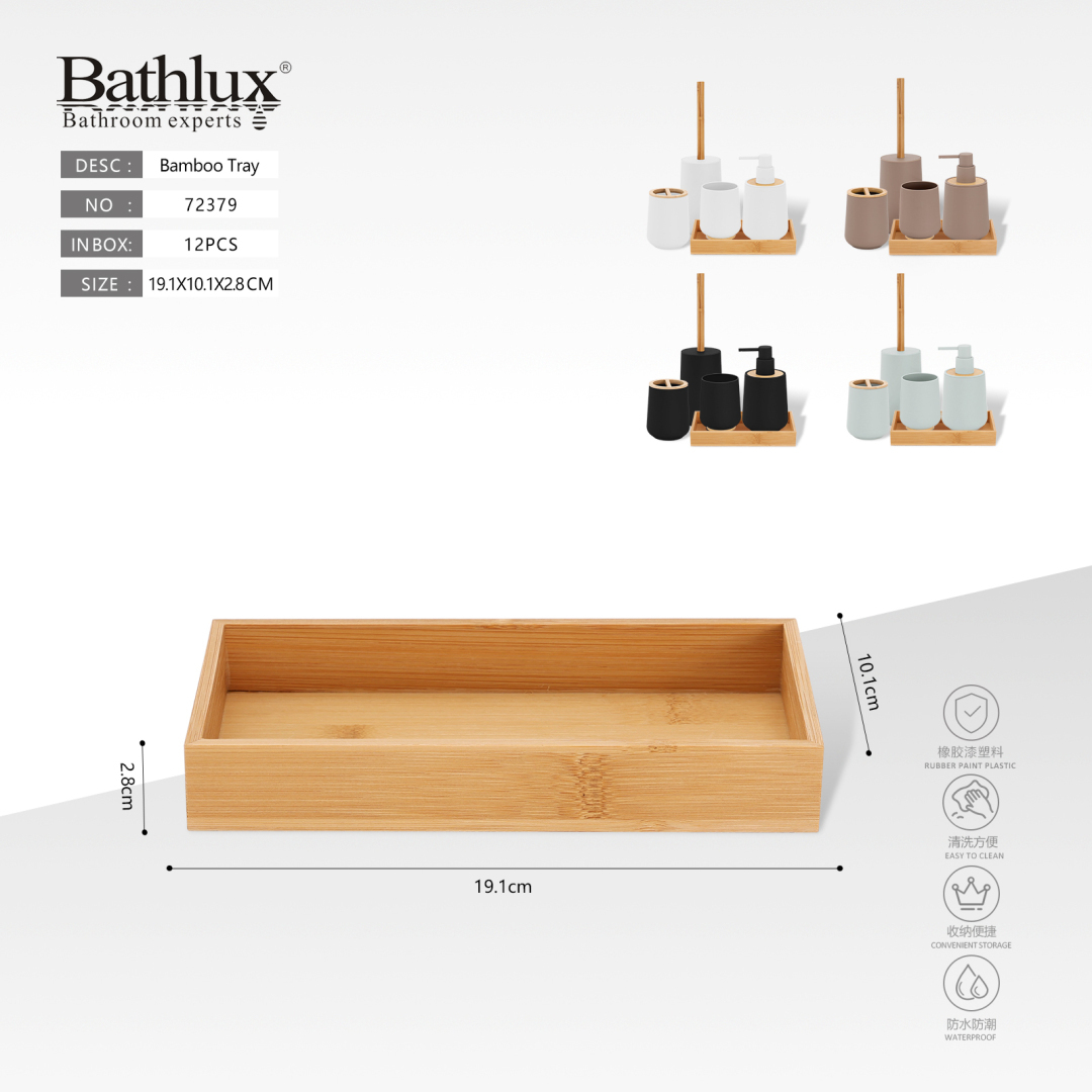 Бамбуковый поднос для ванной Bathlux 19.1x10.1x2.8 см - органайзер для аксессуаров Бамбуковый поднос для ванной Bathlux 19.1x10.1x2.8 см - органайзер для аксессуаров