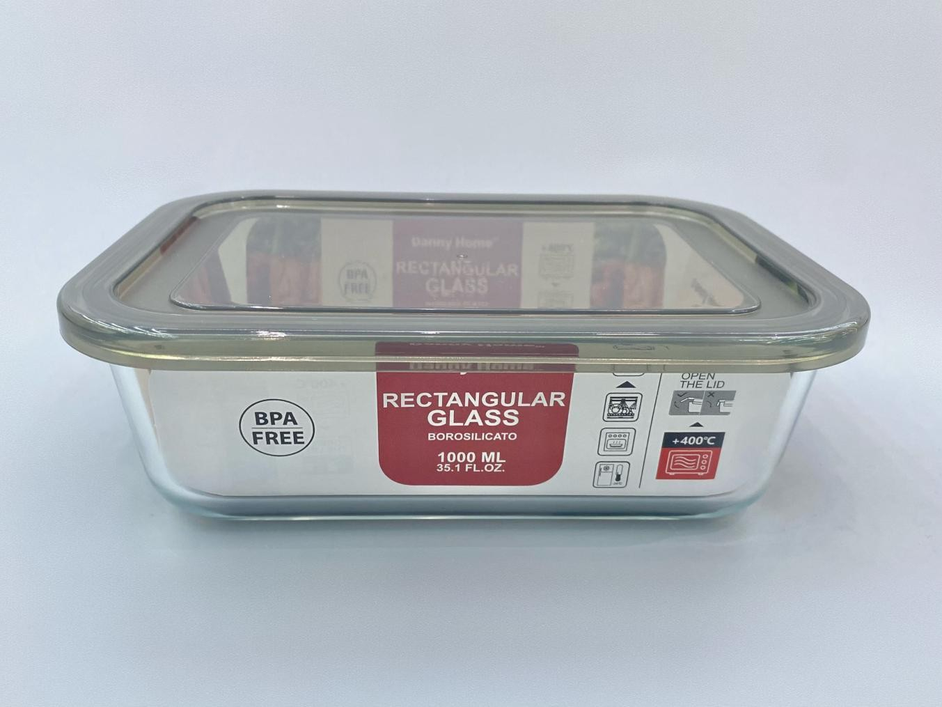 Скляний харчовий контейнер з кришкою Danny Home 1000 мл - боросилікатне скло BPA Free Скляний харчовий контейнер з кришкою Danny Home 1000 мл - боросилікатне скло BPA Free