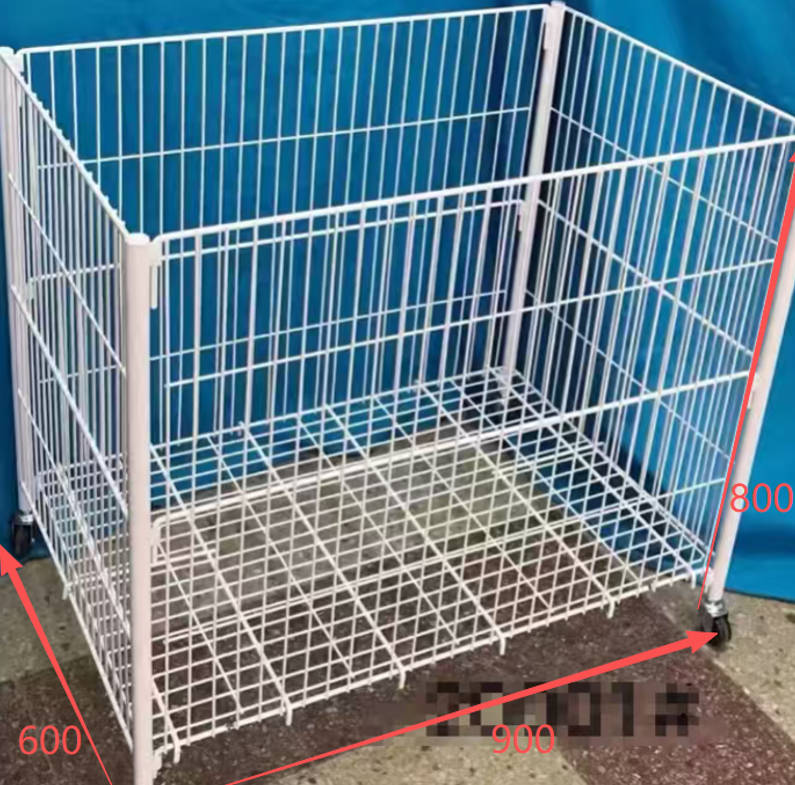 Кошик-стелаж дротяний торговий на колесах білий 900x600x800 мм Кошик-стелаж дротяний торговий на колесах білий 900x600x800 мм