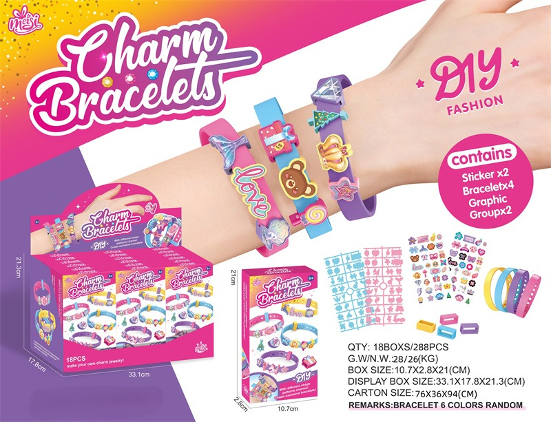 Набор DIY браслеты Charm Bracelets с подвесками и наклейками для девочек 4 шт Набор DIY браслеты Charm Bracelets с подвесками и наклейками для девочек 4 шт