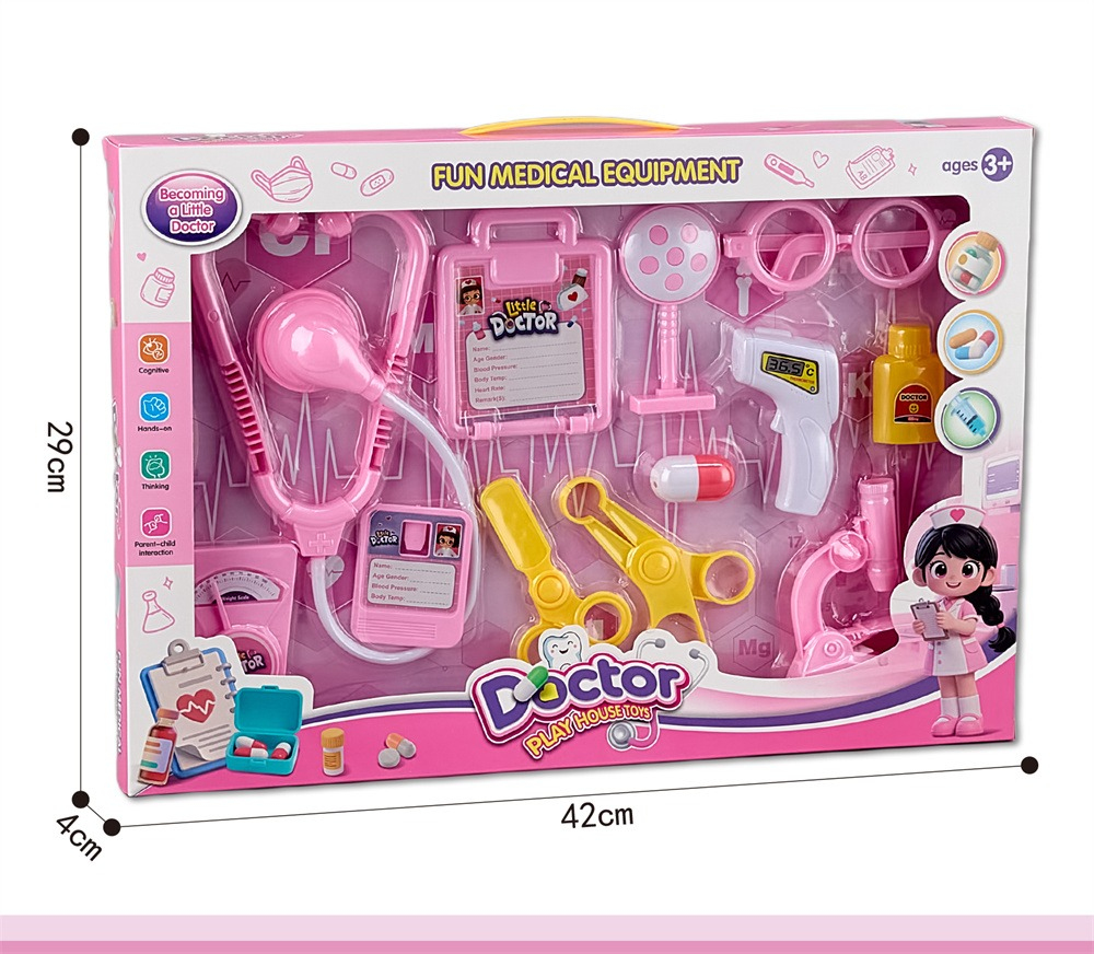 Ігровий набір лікаря Doctor Play House рожевий для дівчаток від 3 років - 42x29 см Ігровий набір лікаря Doctor Play House рожевий для дівчаток від 3 років - 42x29 см