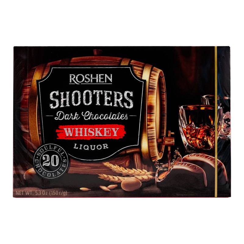 Конфеты шоколадные Whiskey Shooters Roshen 150 г Конфеты шоколадные Whiskey Shooters Roshen 150 г