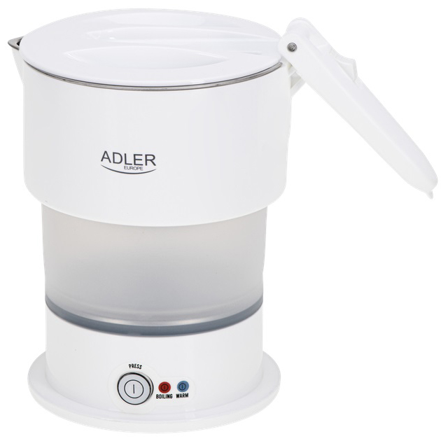 Силіконовий туристичний чайник Adler AD 1377 white 0,6L для подорожей Силіконовий туристичний чайник Adler AD 1377 white 0,6L для подорожей