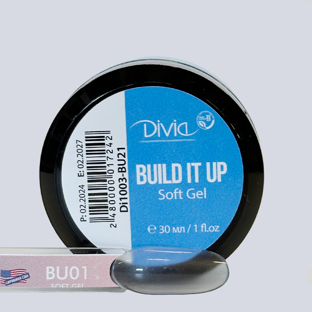 Рідкий гель для нігтів Divia "Build It Up" - Di1003 (30 мл) BU21 - Soft Gel прозорий Рідкий гель для нігтів Divia "Build It Up" - Di1003 (30 мл) BU21 - Soft Gel прозорий