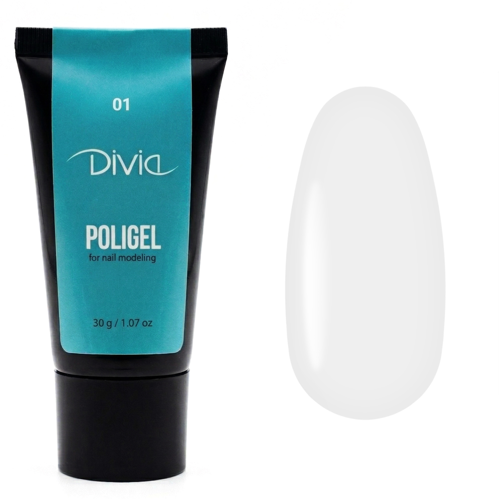 Полігель для нарощування нігтів Divia "Polygel" - Di908 (30 г) 001 - прозорий Полігель для нарощування нігтів Divia "Polygel" - Di908 (30 г) 001 - прозорий