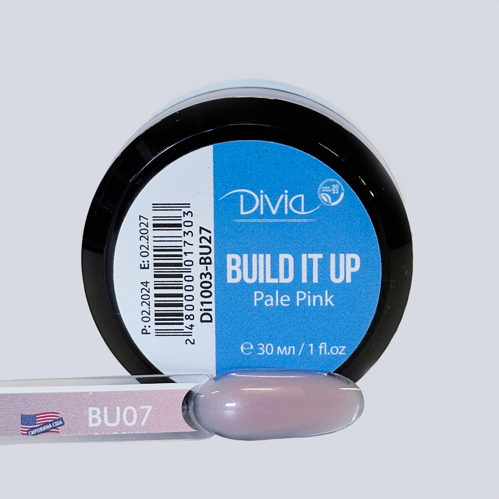 Рідкий гель для нігтів Divia "Build It Up" - Di1003 (30 мл) BU27 - Pale Pink блідо-рожевий Рідкий гель для нігтів Divia "Build It Up" - Di1003 (30 мл) BU27 - Pale Pink блідо-рожевий