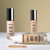 Тональний крем TopFace "Super Match 24H Foundation" - PT475 (30 мл) 002 - Light Beige (світлий бежевий, теплий). Зображення №3 Тональний крем TopFace "Super Match 24H Foundation" - PT475 (30 мл) 002 - Light Beige (світлий бежевий, теплий). Зображення №3