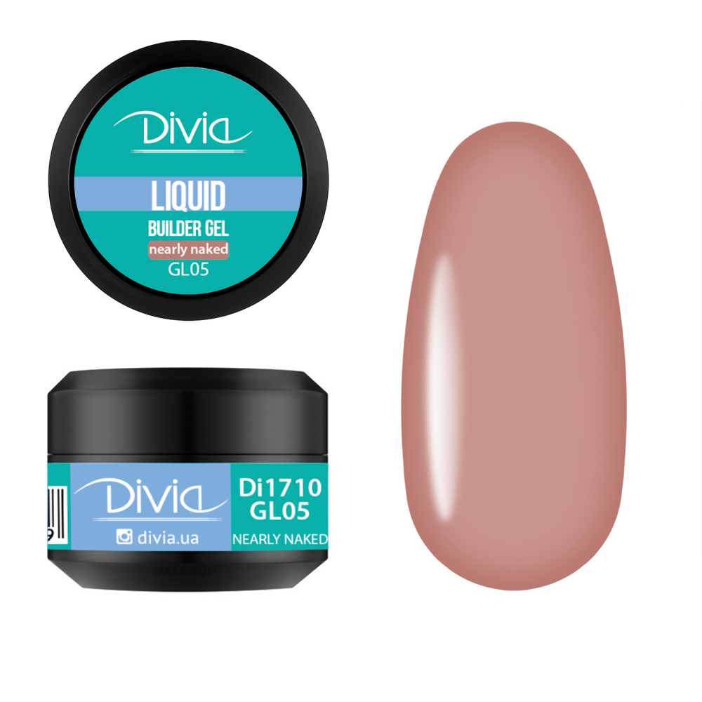 Гель для нарощування Divia "Liquid Builder Gel" - Di1710 (5 г) GL05 - Nearly Naked (нюдовий) Гель для нарощування Divia "Liquid Builder Gel" - Di1710 (5 г) GL05 - Nearly Naked (нюдовий)