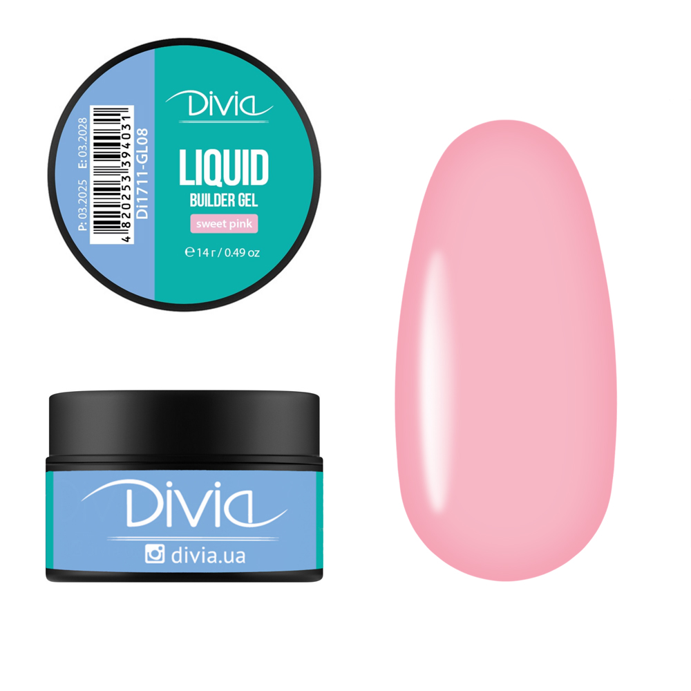 Гель для наращивания Divia "Liquid Builder Gel" - Di1711 (14 г) GL08 - Sweet Pink (розовый) Гель для наращивания Divia "Liquid Builder Gel" - Di1711 (14 г) GL08 - Sweet Pink (розовый)