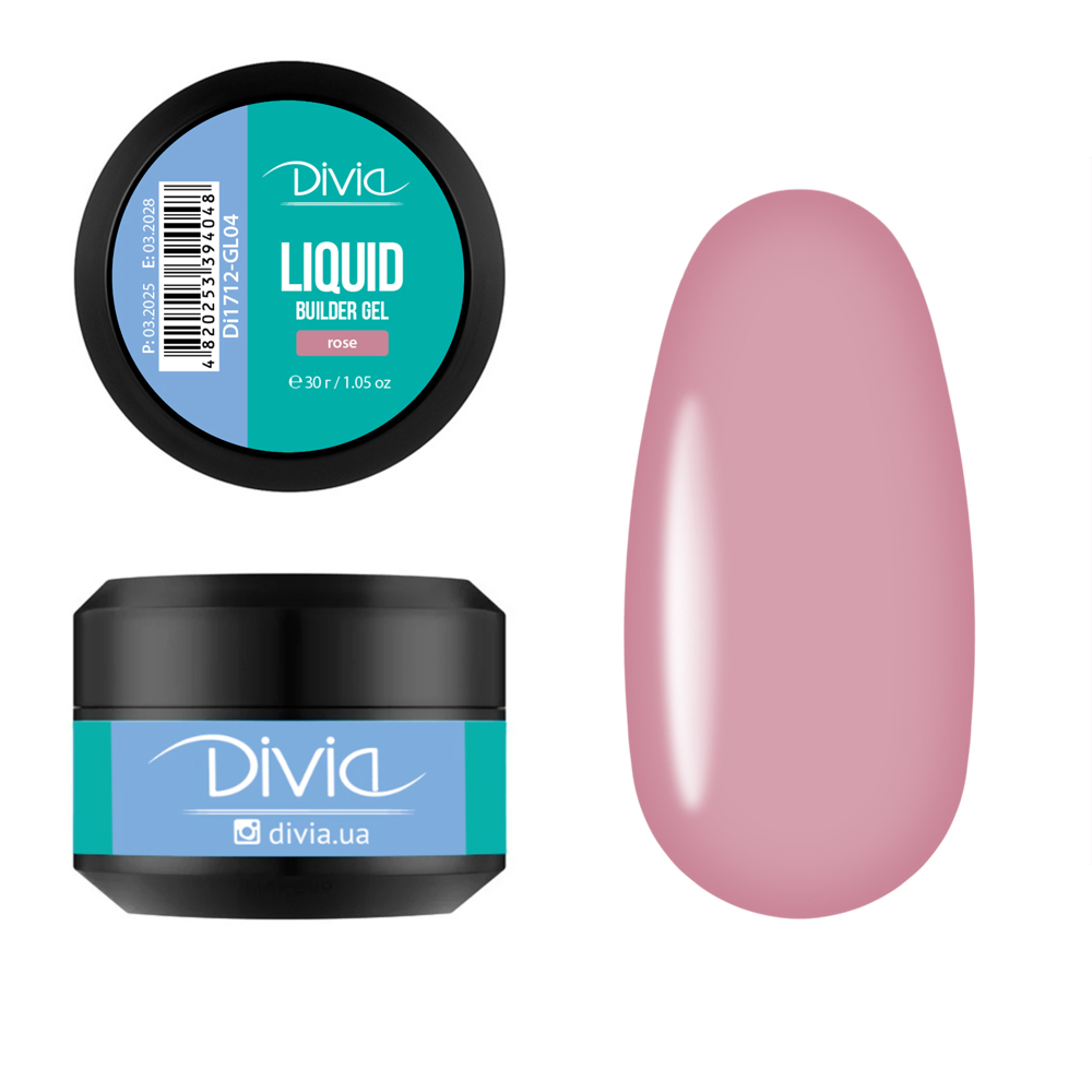 Гель для нарощування Divia "Liquid Builder Gel" - Di1712 (30 г) GL04 - Rose (ніжний рожевий) Гель для нарощування Divia "Liquid Builder Gel" - Di1712 (30 г) GL04 - Rose (ніжний рожевий)