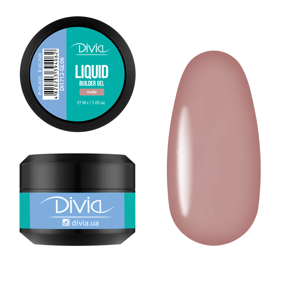 Гель для нарощування Divia "Liquid Builder Gel" - Di1712 (30 г) GL06 - Nude (теплий бежевий) Гель для нарощування Divia "Liquid Builder Gel" - Di1712 (30 г) GL06 - Nude (теплий бежевий)