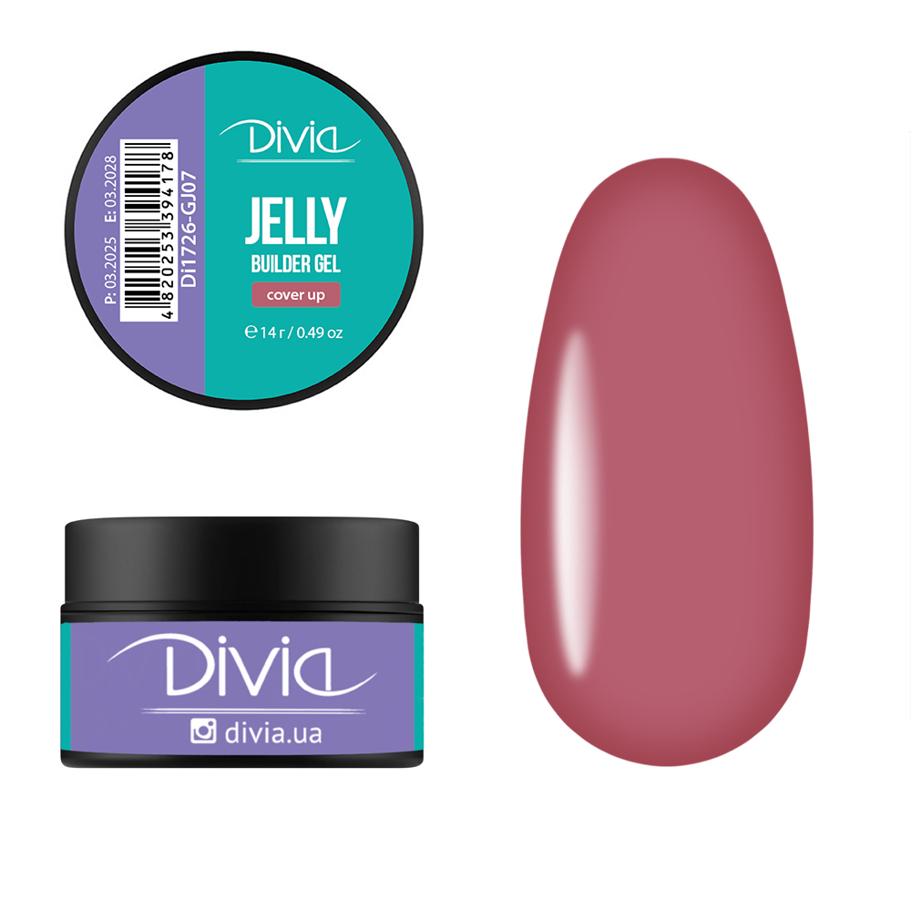 Гель для нарощування нігтів Divia "Jelly Builder Gel" - Di1726 (14 г) GJ07 - Cover Up (рожево-коричневий) Гель для нарощування нігтів Divia "Jelly Builder Gel" - Di1726 (14 г) GJ07 - Cover Up (рожево-коричневий)
