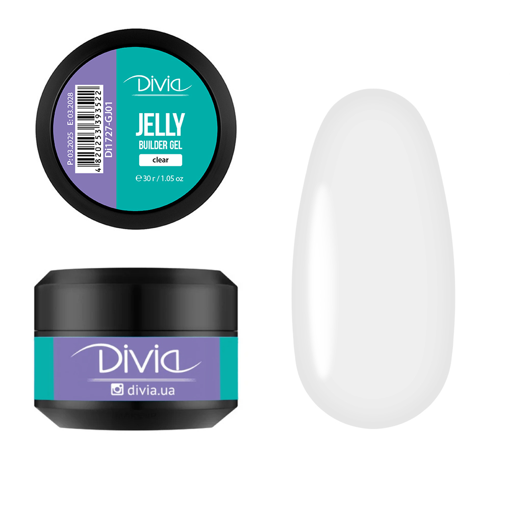 Гель для наращивания ногтей Divia "Jelly Builder Gel" - Di1727 (30 г) GJ01 - Clear (прозрачный) Гель для наращивания ногтей Divia "Jelly Builder Gel" - Di1727 (30 г) GJ01 - Clear (прозрачный)