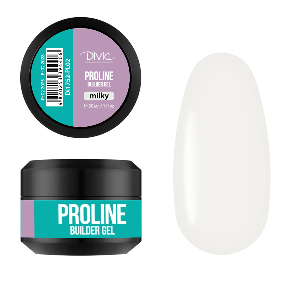 Гель будівельний Divia “ProLine Builder Gel“ Di1752 (30 г) PL02 - Milky (молочний) Гель будівельний Divia “ProLine Builder Gel“ Di1752 (30 г) PL02 - Milky (молочний)