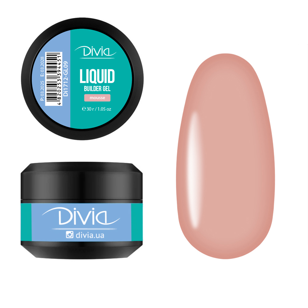 Гель для нарощування Divia "Liquid Builder Gel" - Di1712 (30 г) GL09 - Mousse (кавовий нюд) Гель для нарощування Divia "Liquid Builder Gel" - Di1712 (30 г) GL09 - Mousse (кавовий нюд)