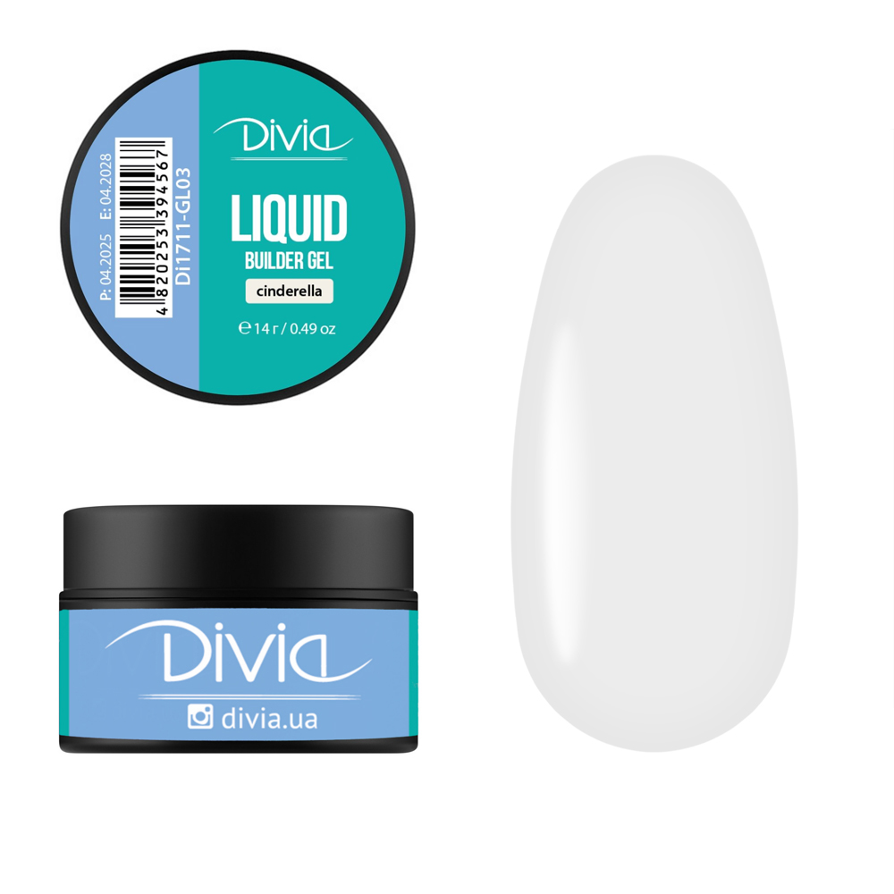 Гель для нарощування Divia "Liquid Builder Gel" - Di1711 (14 г) GL03 - Cinderella (молочний) Гель для нарощування Divia "Liquid Builder Gel" - Di1711 (14 г) GL03 - Cinderella (молочний)