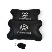 Набор подушек 2 шт. в авто Volkswagen из натуральной кожи, на подголовник в машину, автомобильная подушка. Изображение №2 Набор подушек 2 шт. в авто Volkswagen из натуральной кожи, на подголовник в машину, автомобильная подушка. Изображение №2