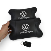 Набор подушек 2 шт. в авто Volkswagen из натуральной кожи, на подголовник в машину, автомобильная подушка. Изображение №3 Набор подушек 2 шт. в авто Volkswagen из натуральной кожи, на подголовник в машину, автомобильная подушка. Изображение №3