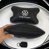 Набор подушек 2 шт. в авто Volkswagen из натуральной кожи, на подголовник в машину, автомобильная подушка. Изображение №17 Набор подушек 2 шт. в авто Volkswagen из натуральной кожи, на подголовник в машину, автомобильная подушка. Изображение №17