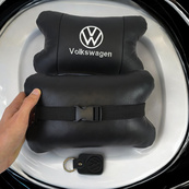 Набор подушек 2 шт. в авто Volkswagen из натуральной кожи, на подголовник в машину, автомобильная подушка. Изображение №18 Набор подушек 2 шт. в авто Volkswagen из натуральной кожи, на подголовник в машину, автомобильная подушка. Изображение №18