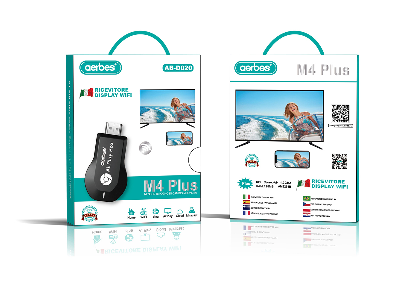 Бездротовий HDMI-адаптер для трансляції екрана aerbes AB-D020 M4 Plus Бездротовий HDMI-адаптер для трансляції екрана aerbes AB-D020 M4 Plus