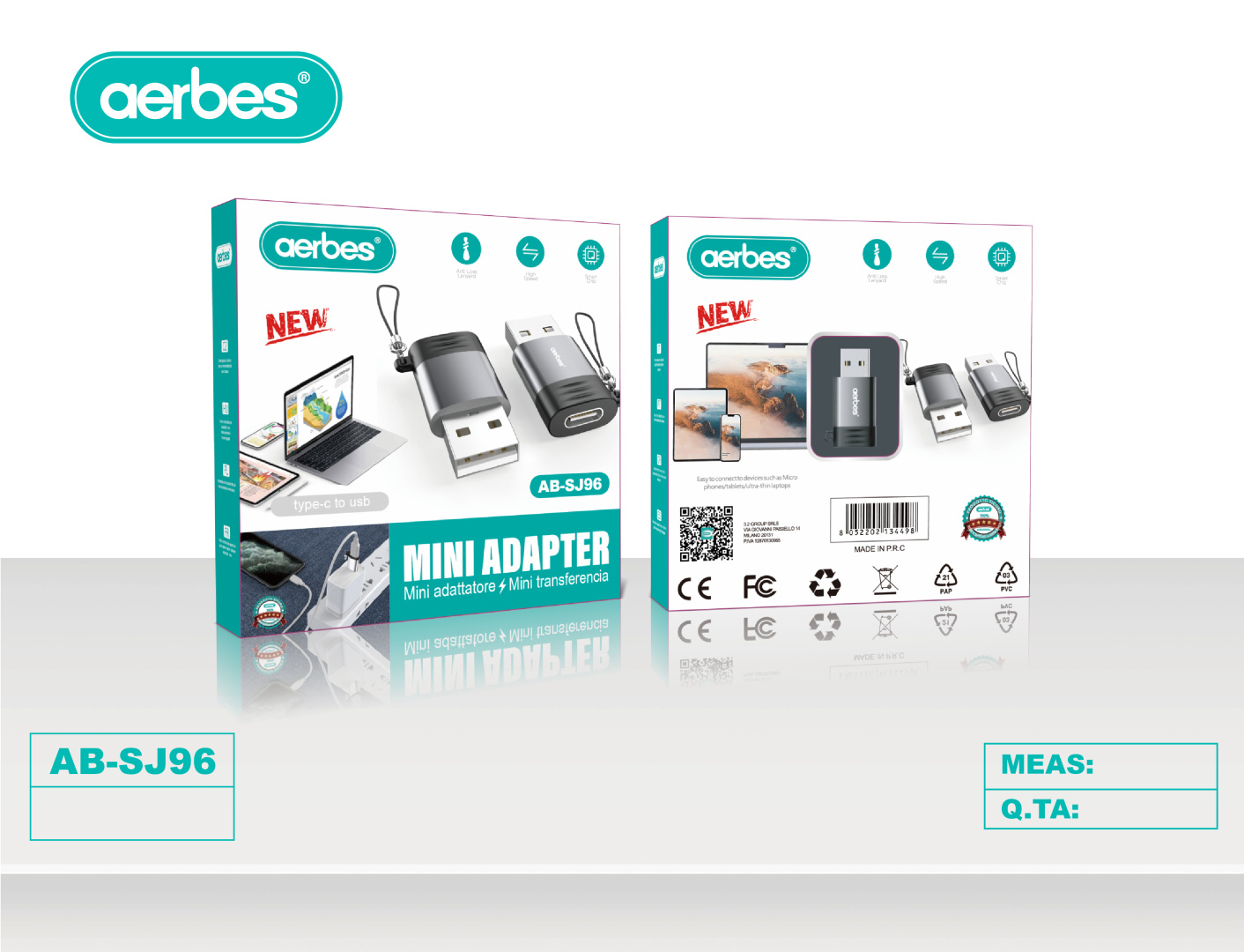 OTG-перехідник Type-C – USB 2.0 aerbes AB-SJ96 OTG-перехідник Type-C – USB 2.0 aerbes AB-SJ96