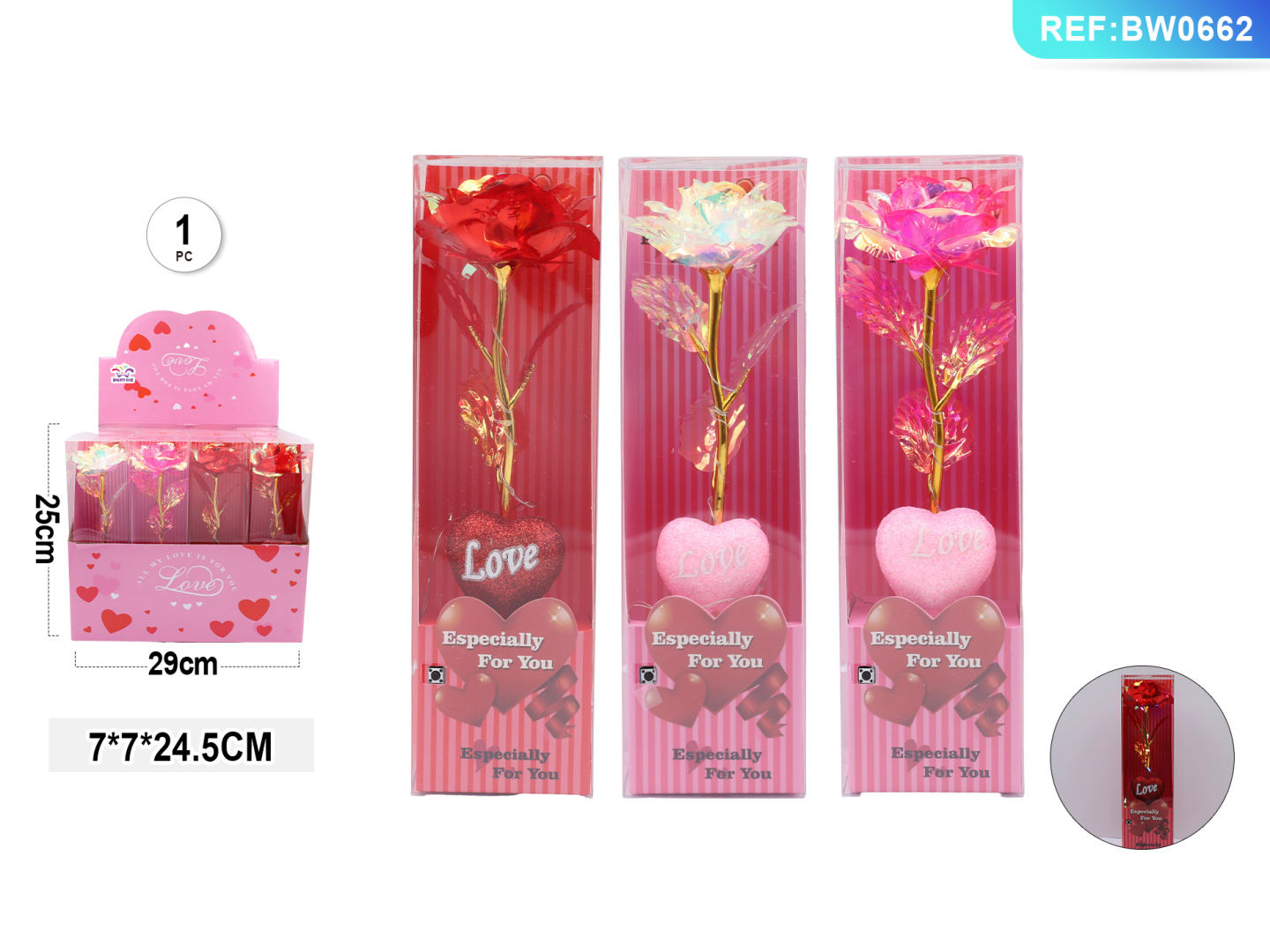 Роза из золотой фольги с LED-подсветкой в коробке «Love» Party GO, 24,5 см Роза из золотой фольги с LED-подсветкой в коробке «Love» Party GO, 24,5 см