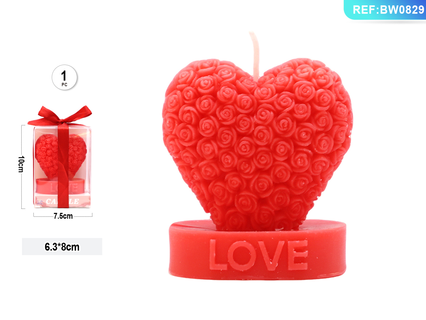Свеча фигурная «Сердце из роз LOVE» Party GO, красная Свеча фигурная «Сердце из роз LOVE» Party GO, красная