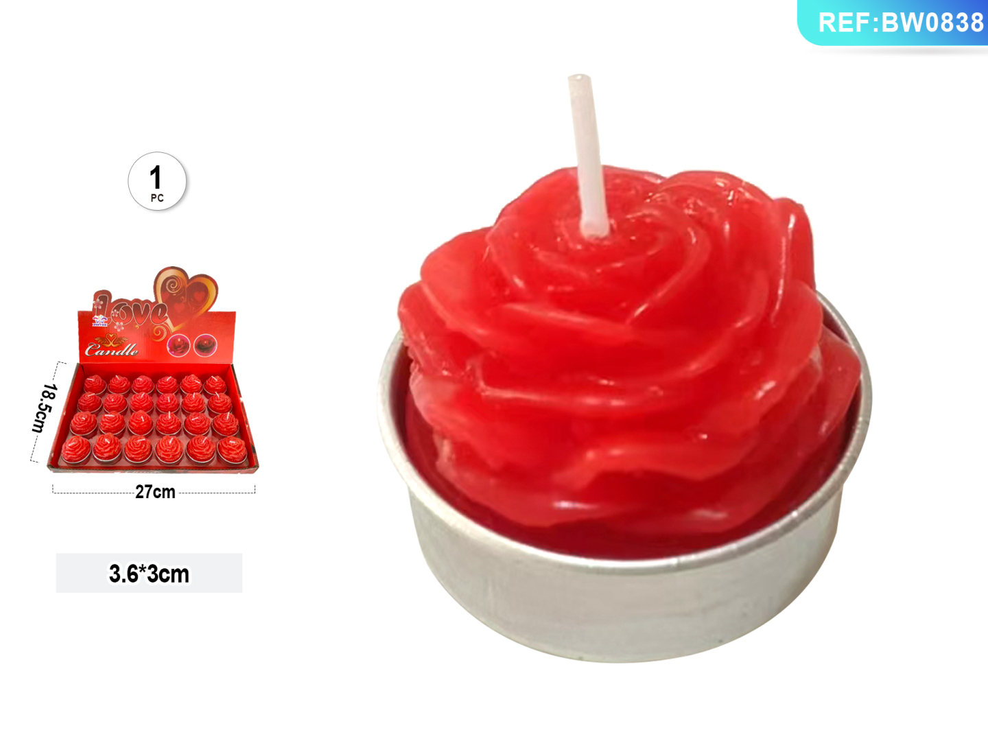 Свеча «Роза» в гильзе Party GO, красная Свеча «Роза» в гильзе Party GO, красная
