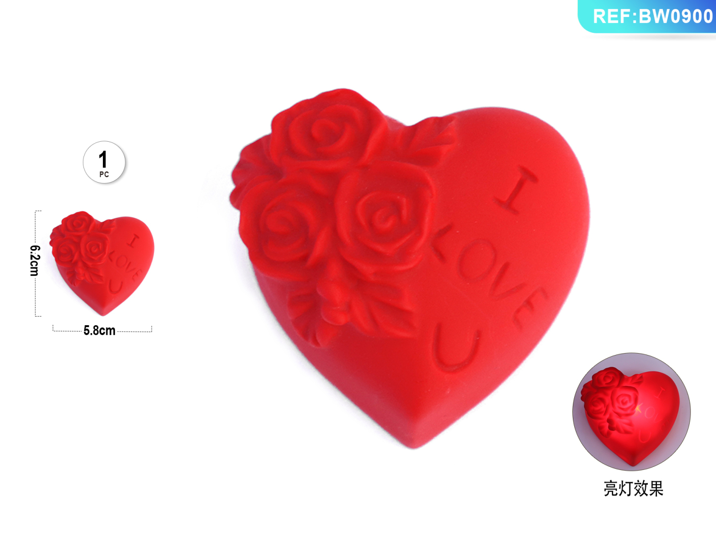 Ночник LED декоративный «Сердце I Love You» Party GO, красный Ночник LED декоративный «Сердце I Love You» Party GO, красный
