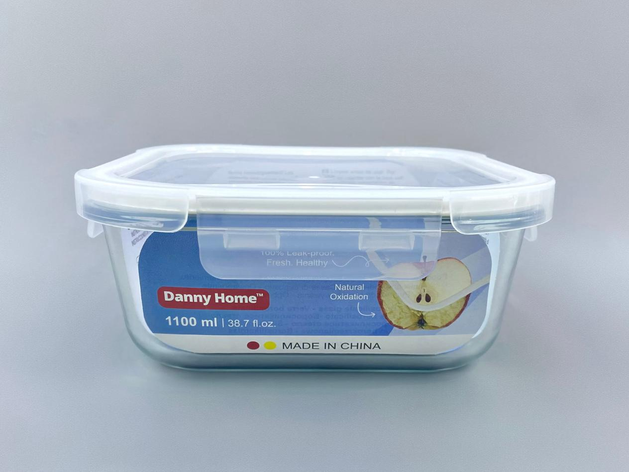Скляний харчовий контейнер Danny Home 1100 мл з герметичною кришкою на защіпках Скляний харчовий контейнер Danny Home 1100 мл з герметичною кришкою на защіпках
