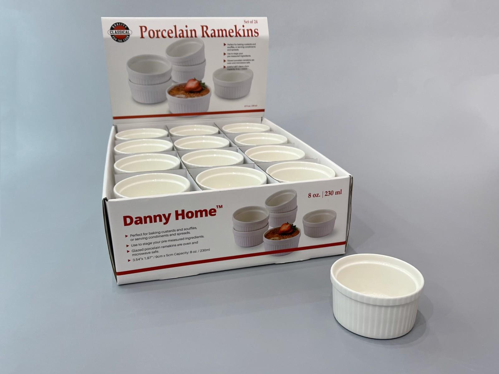 Фарфоровые рамекины Danny Home белые 230 мл - для запекания и подачи Фарфоровые рамекины Danny Home белые 230 мл - для запекания и подачи