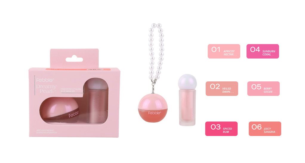 Набір для губ Febble Pearl: помада + блиск-брелок, відтінок 4 Набір для губ Febble Pearl: помада + блиск-брелок, відтінок 4