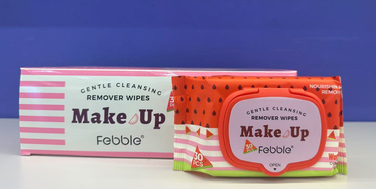 Серветки для зняття макіяжу Febble Make Up з ароматом кавуна, 30 шт Серветки для зняття макіяжу Febble Make Up з ароматом кавуна, 30 шт