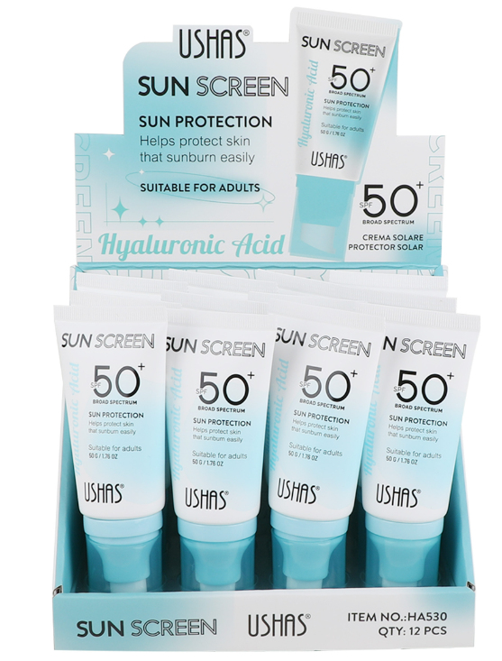 Сонцезахисний крем охолоджувальний SPF 50+ з гіалуроновою кислотою USHAS Сонцезахисний крем охолоджувальний SPF 50+ з гіалуроновою кислотою USHAS