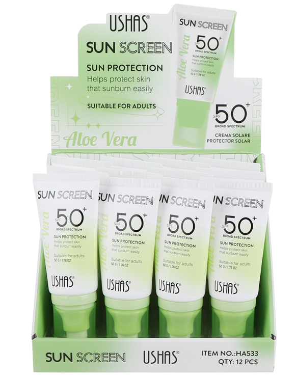 Солнцезащитный крем охлаждающий SPF 50+ с алоэ вера USHAS Солнцезащитный крем охлаждающий SPF 50+ с алоэ вера USHAS