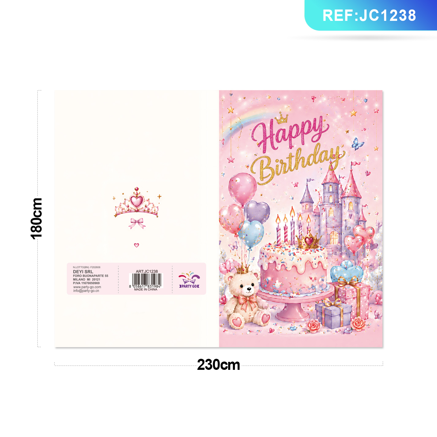 Листівка «Happy Birthday» з казковим замком Party GO, 23×18 см Листівка «Happy Birthday» з казковим замком Party GO, 23×18 см