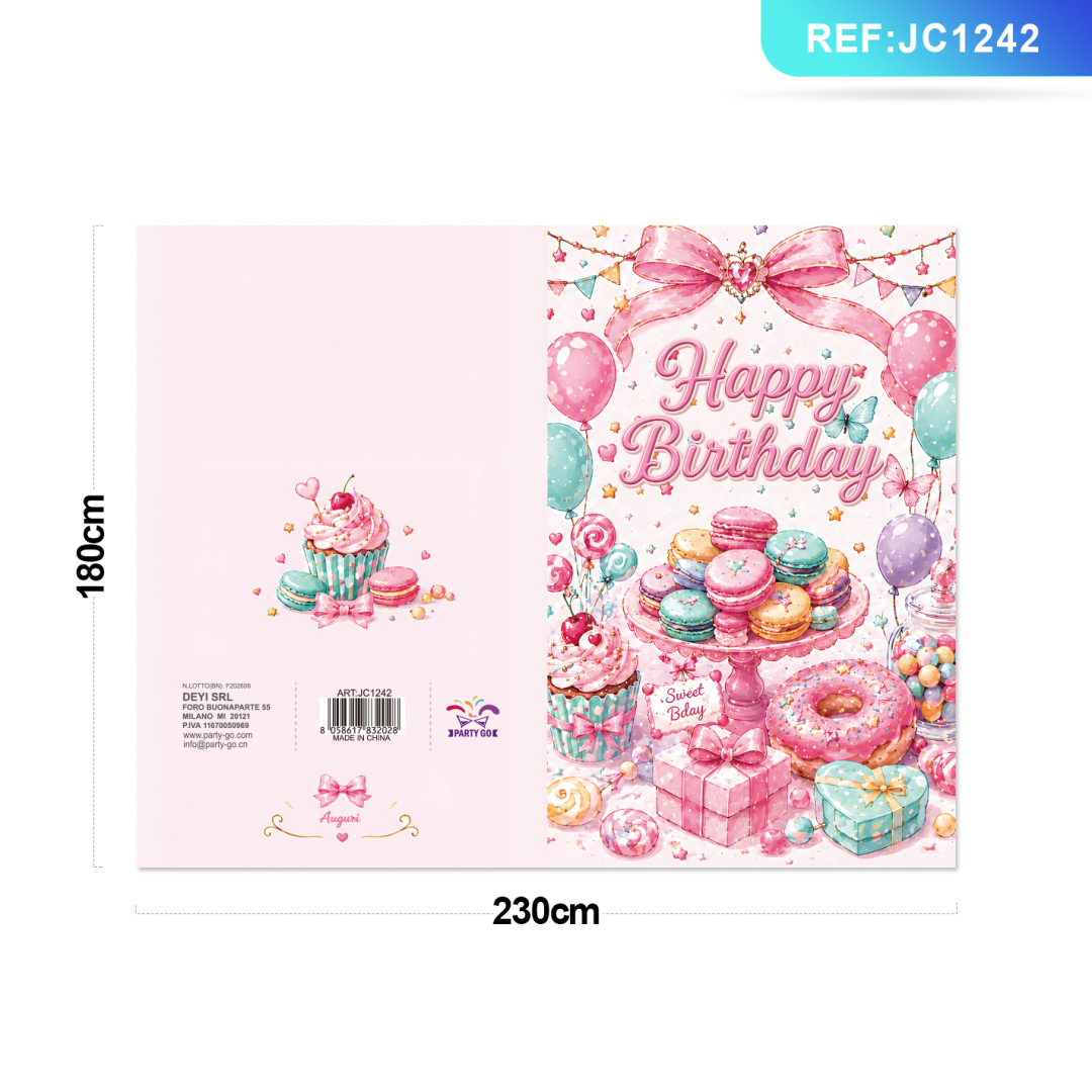 Листівка «Happy Birthday» з пончиками та солодощами Party GO, 23×18 см Листівка «Happy Birthday» з пончиками та солодощами Party GO, 23×18 см