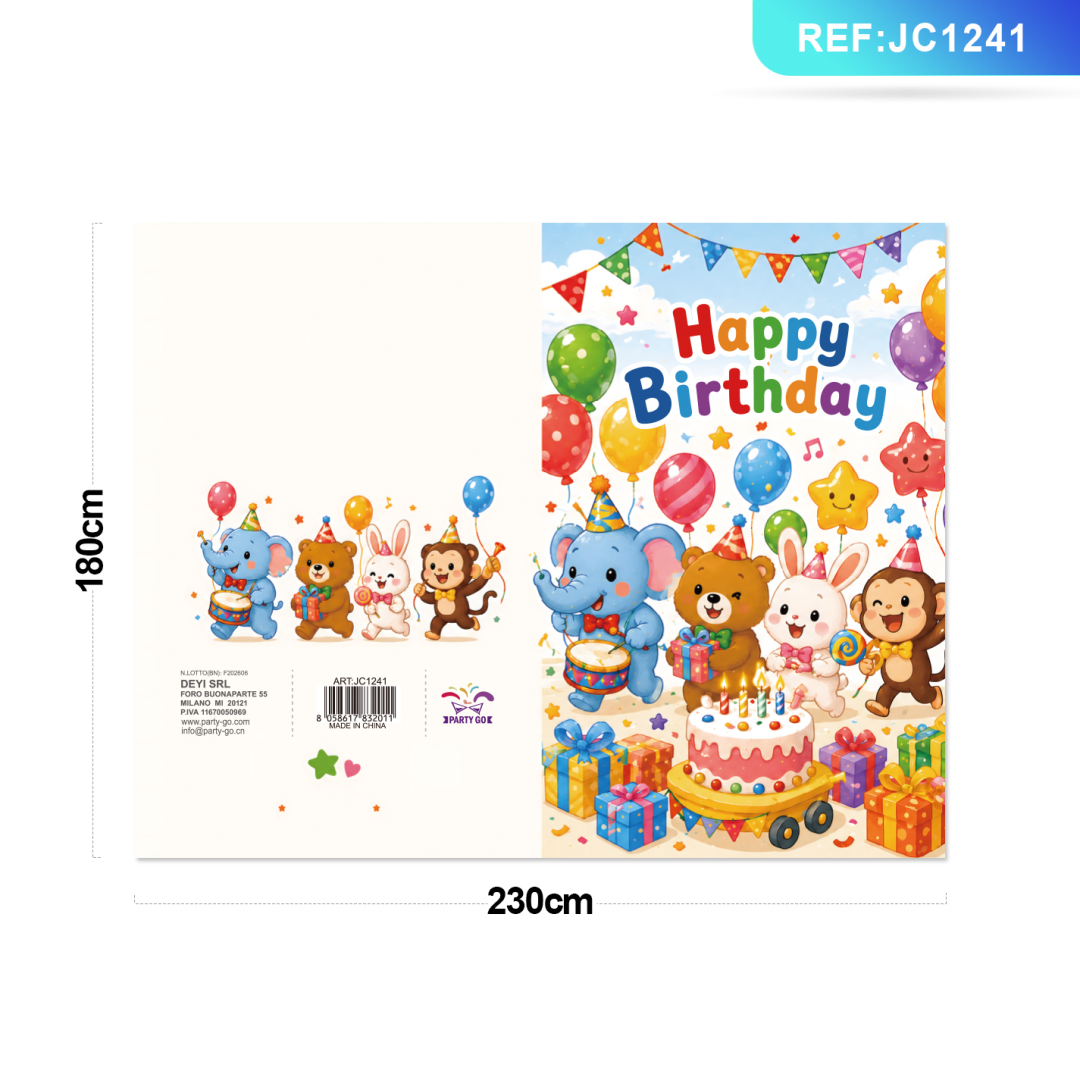 Открытка «Happy Birthday» с зверятами Party GO, 23×18 см Открытка «Happy Birthday» с зверятами Party GO, 23×18 см