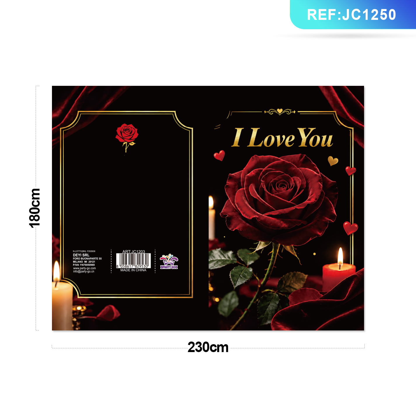 Открытка «I Love You» с красной розой с золотым тиснением Party GO, 23×18 см Открытка «I Love You» с красной розой с золотым тиснением Party GO, 23×18 см