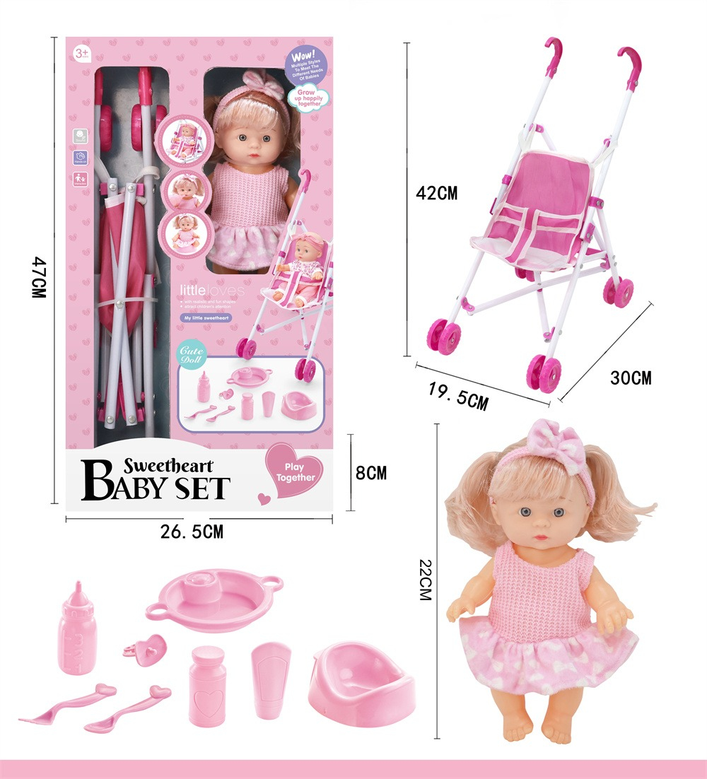 Лялька 22 см з колискою та аксесуарами Sweetheart Baby Set рожева для дівчаток від 3 років Лялька 22 см з колискою та аксесуарами Sweetheart Baby Set рожева для дівчаток від 3 років
