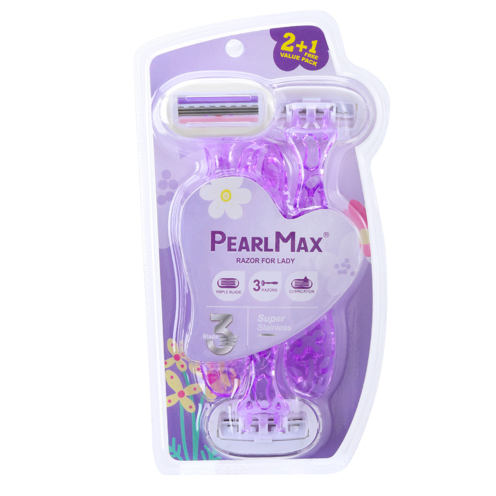 Бритви жіночі одноразові з 3 лезами PEARLMAX PM-3420P, фіолетові, 3 шт Бритви жіночі одноразові з 3 лезами PEARLMAX PM-3420P, фіолетові, 3 шт