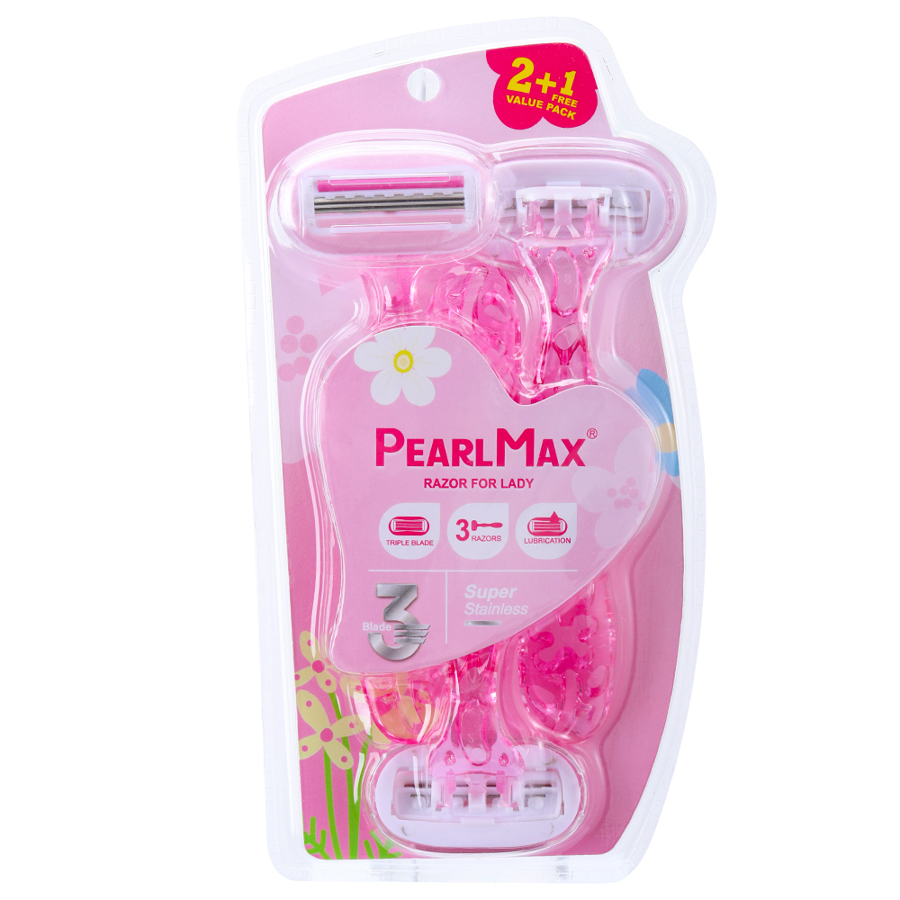 Бритви жіночі одноразові з 3 лезами PEARLMAX PM-3420L, рожеві, 3 шт Бритви жіночі одноразові з 3 лезами PEARLMAX PM-3420L, рожеві, 3 шт