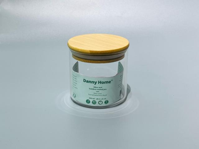Стеклянная банка Danny Home с бамбуковой крышкой 590 мл - герметичный контейнер для хранения Стеклянная банка Danny Home с бамбуковой крышкой 590 мл - герметичный контейнер для хранения