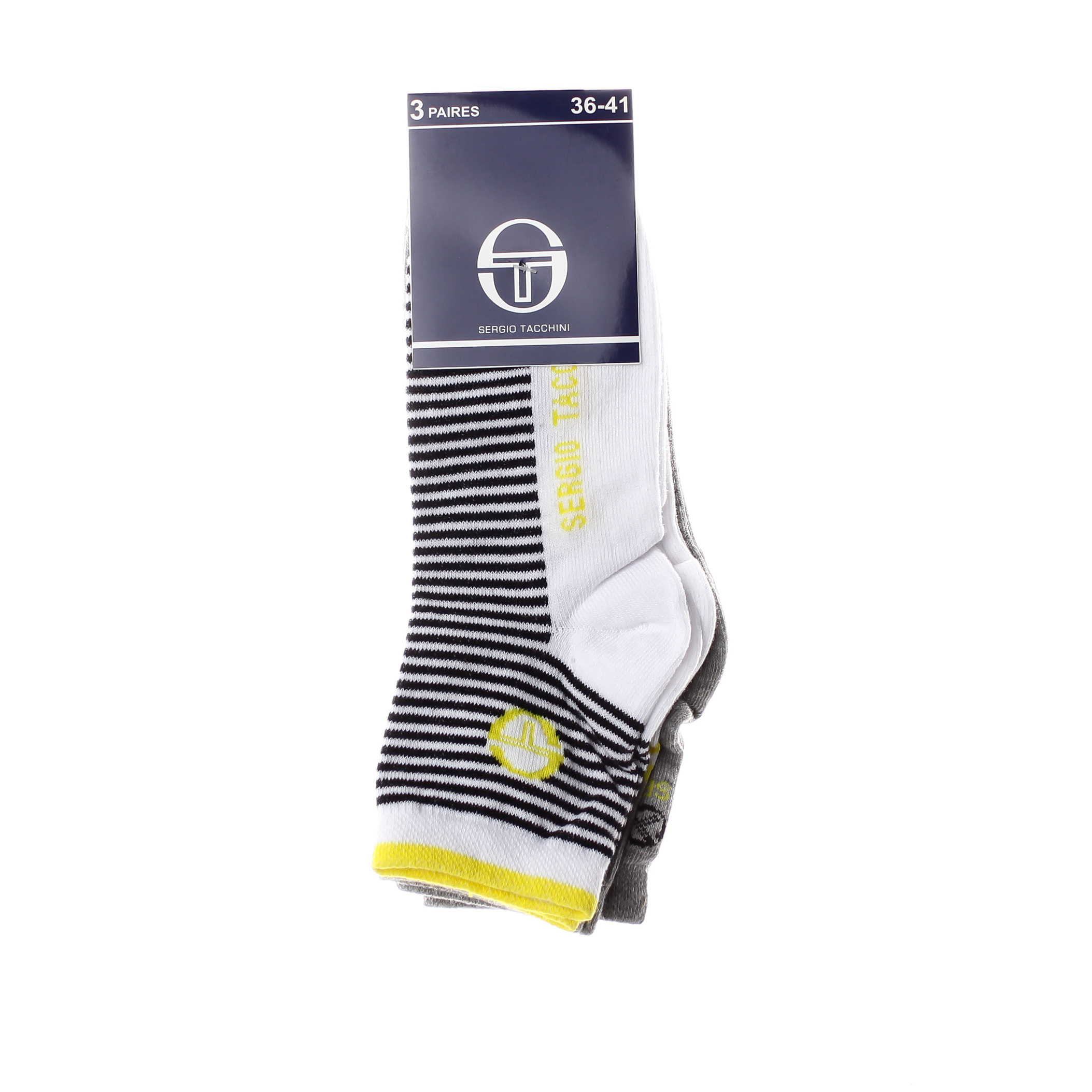 Носки Sergio Tacchini 3-pack белый, желтый, серый Жен 36-41 Носки Sergio Tacchini 3-pack белый, желтый, серый Жен 36-41